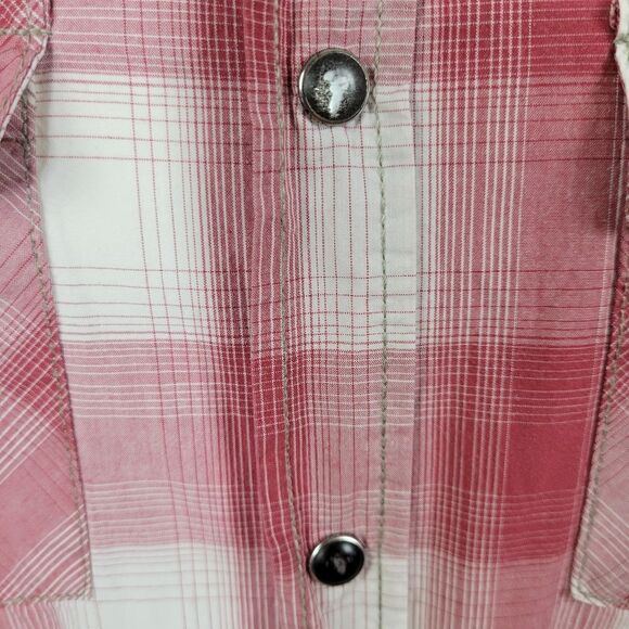 Jachs Red Plaid Long Sleeve Western Style Cotton Pearl Snap Shirt‎ Size L - Picture 6 of 12
